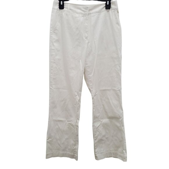 Chico's Women's White Stretch Flat Front Casual Dress Pants Trouser Size 0.5 / 6 - Picture 1 of 7